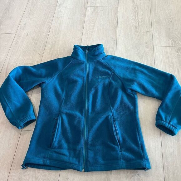 Columbia Sweater Womens Large Blue Fleece Sweatshirt Full Zip - Picture 1 of 7